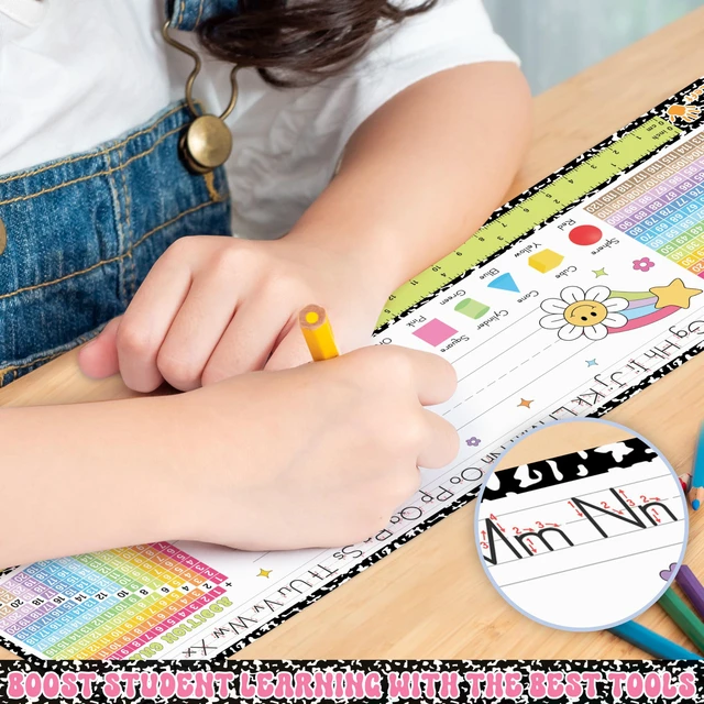 Alt view image 3 of 7 - Desk Name Tags for Classroom, 30 Pack Composition Notebook 14x4 Double-Sided Laminated 250gsm, Student Plates Learning Handwriting for Kindergarten 1st 2nd 3rd Grade Classroom Decor