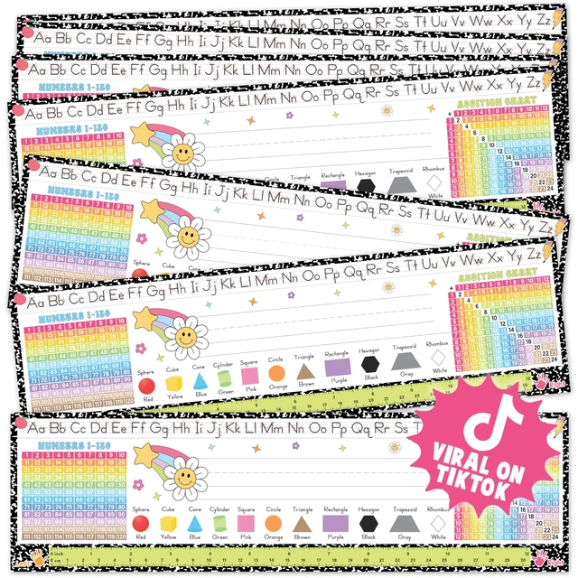 Alt view image 7 of 7 - Desk Name Tags for Classroom, 30 Pack Composition Notebook 14x4 Double-Sided Laminated 250gsm, Student Plates Learning Handwriting for Kindergarten 1st 2nd 3rd Grade Classroom Decor