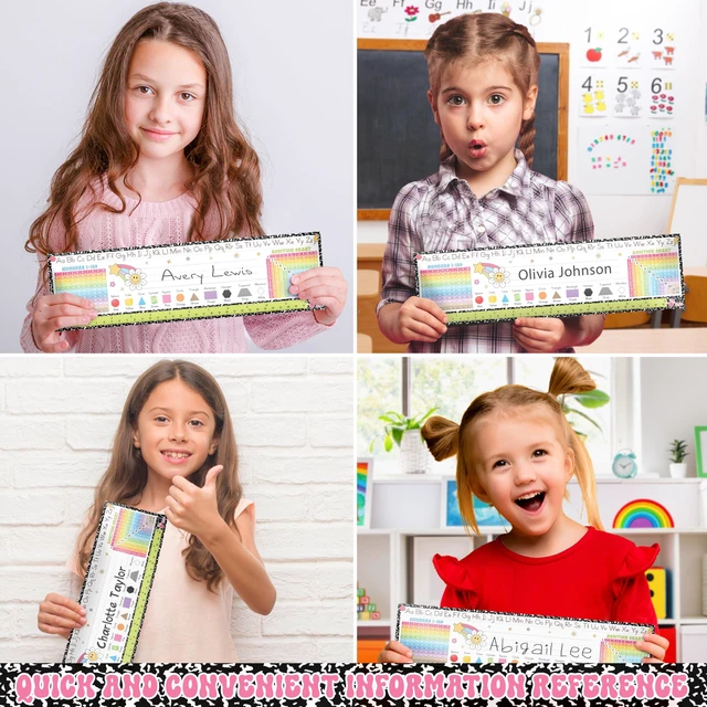 Alt view image 4 of 7 - Desk Name Tags for Classroom, 30 Pack Composition Notebook 14x4 Double-Sided Laminated 250gsm, Student Plates Learning Handwriting for Kindergarten 1st 2nd 3rd Grade Classroom Decor