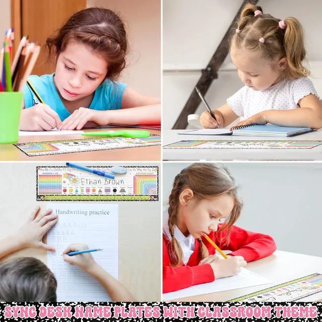 Alt view image 5 of 7 - Desk Name Tags for Classroom, 30 Pack Composition Notebook 14x4 Double-Sided Laminated 250gsm, Student Plates Learning Handwriting for Kindergarten 1st 2nd 3rd Grade Classroom Decor