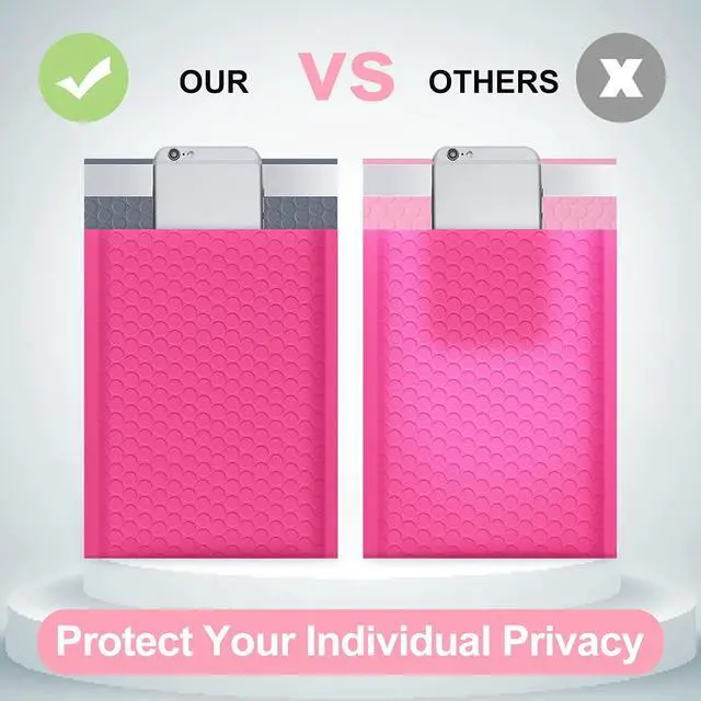 Alt view image 6 of 7 - Bubble Mailers 8.5x12" 25 Pack Usable Size 8.5x11" Hot Pink Padded #2 Waterproof Self Seal Adhesive Medium Padded Envelopes for Small Business Bulk Bubble Wrap Mailers for Mailing Jewelry Makeup