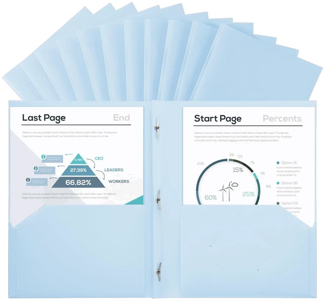Main image of Plastic Project-Folder with 2 Pockets and 3-Prong Fasteners, for US Letter Size, Bulk Pack Color File-Folder for US Letter Size Papers, Ideal for School & Office, (Pastel Blue)