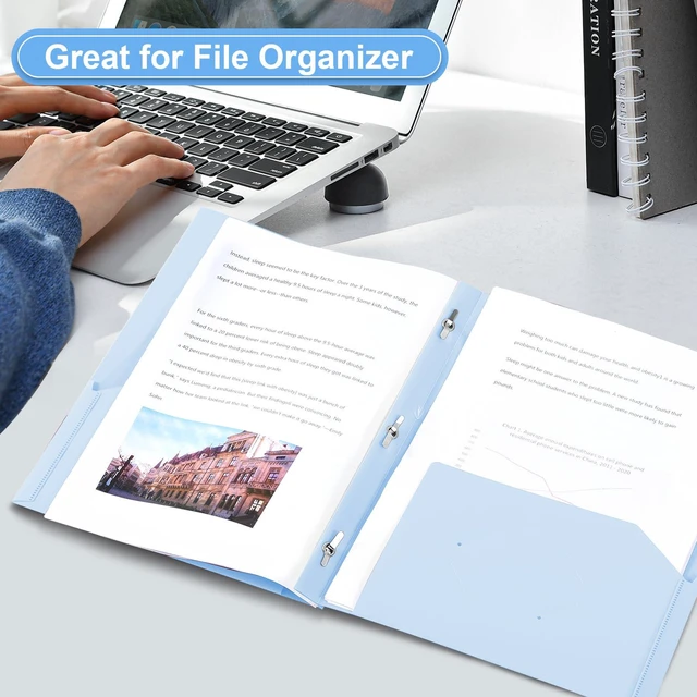Alt view image 7 of 7 - Plastic Project-Folder with 2 Pockets and 3-Prong Fasteners, for US Letter Size, Bulk Pack Color File-Folder for US Letter Size Papers, Ideal for School & Office, (Pastel Blue)