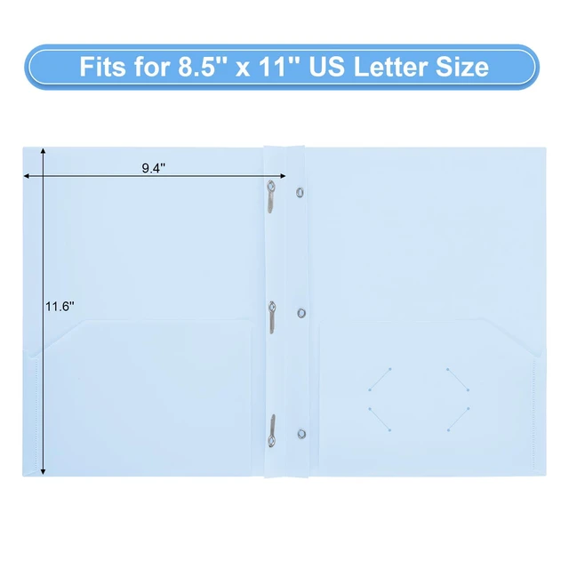 Alt view image 2 of 7 - Plastic Project-Folder with 2 Pockets and 3-Prong Fasteners, for US Letter Size, Bulk Pack Color File-Folder for US Letter Size Papers, Ideal for School & Office, (Pastel Blue)