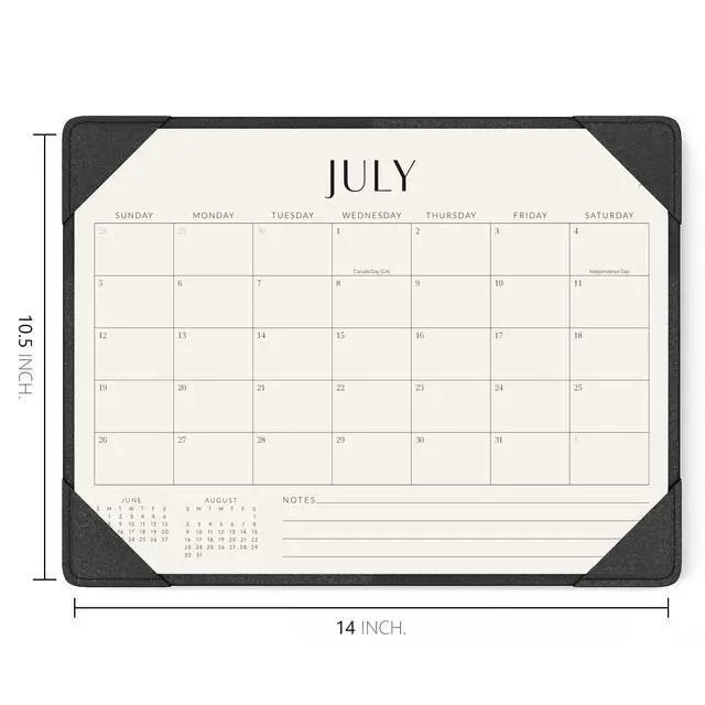 Alt view image 2 of 7 - Desk Calendar 2026-2027 with Protective Mat 14"x10.5" Desk Pad Calendar From July 2026 to December 2027, Desk Blotter Calendar for Easy Planning, Gift for the Holidays, Black