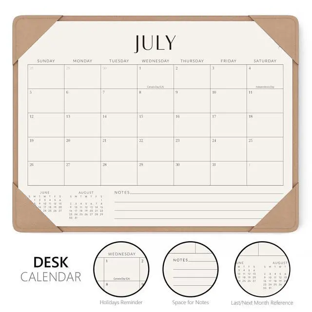 Alt view image 3 of 7 - Desk Calendar 2026-2027 with Protective Mat 14"x10.5" Desk Pad Calendar From August 2026 to December 2027, Desk Blotter Calendar for Easy Planning, Gift for the Holidays, Apricot