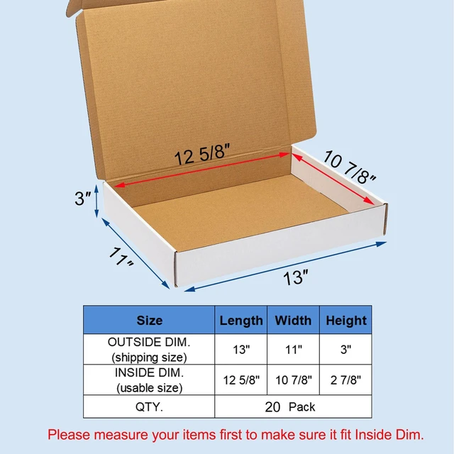 Alt view image 2 of 4 - White Shipping Boxes 13x11x3" 20 Pack Corrugated Cardboard Box Medium Literature Mailer Packaging Supplies Mailing Boxes for Small Business