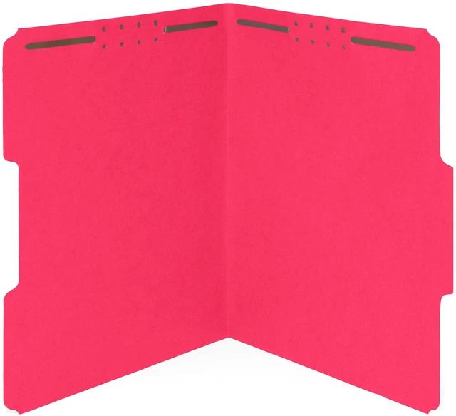 Main image of 50 Red Fastener File Folders, Letter, 1/3 Cut Tab Durable 11pt Red Paper, Reinforced 1/3 Cut Tabs, 2 Prong Fasteners, Medical, Law Client and Office Files