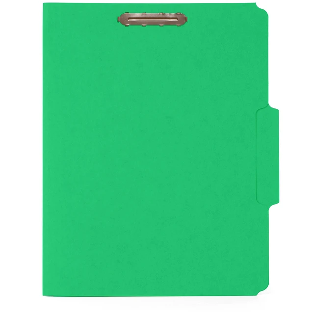 Alt view image 2 of 4 - 50 Green Fastener File Folders, Letter, 1/3 Cut Tab Durable 11pt Green Paper, Reinforced 1/3 Cut Tabs, 2 Prong Fasteners, Medical, Law Client and Office Files