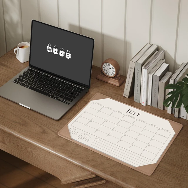 Alt view image 5 of 7 - Desk Calendar 2026-2027 with Protective Mat 14"x10.5" Desk Pad Calendar From August 2026 to December 2027, Desk Blotter Calendar for Easy Planning, Gift for the Holidays, Apricot