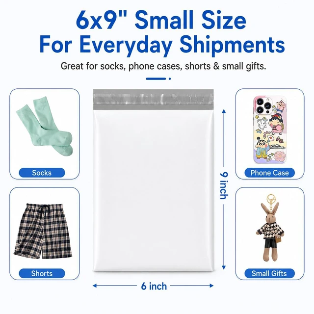 Alt view image 2 of 7 - Poly Mailers 6x9" 1000Pcs White Small Shipping Bags for Business Self-Seal Mailing Bags Bulk Waterproof and Tear-Resistant Mailers Poly Bags Postal Bags for Packaging Clothes, Apparel