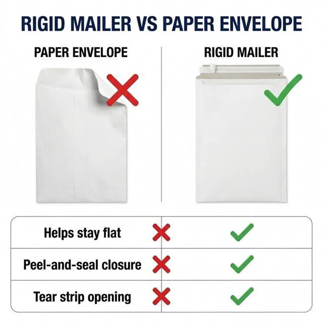 Alt view image 6 of 7 - Rigid Mailers 9" x 12" (100-Pack) - Cardboard Mailer Envelopes for Photos, Documents, Prints - Stay Flat
