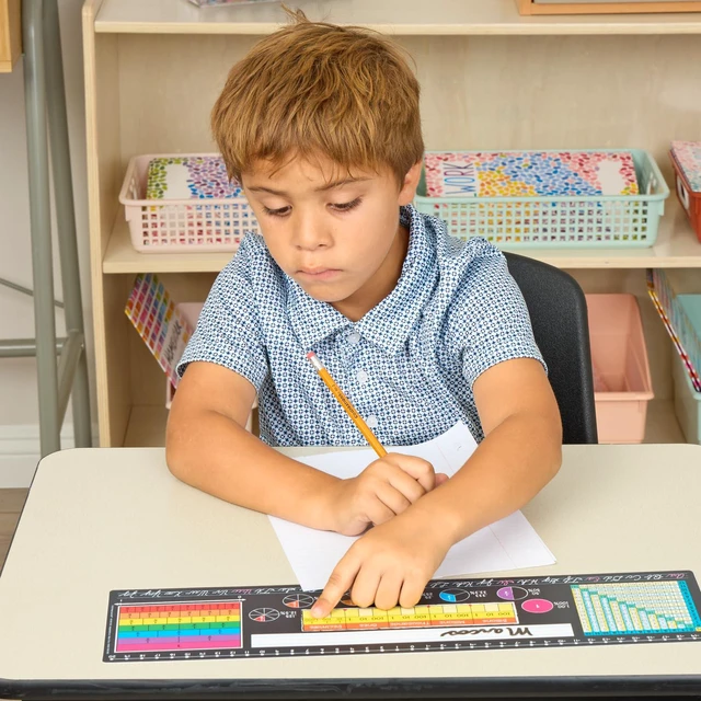 Alt view image 5 of 7 - Chalkboard-Style Desktop Nameplates, 24-Pack, Grades 3-5 Ages 8+, Self-Adhesive Plastic, Cursive Letters, Multiplication, Number Line, Place Value, Decimals, Percentages & Fractions: Amazon.com