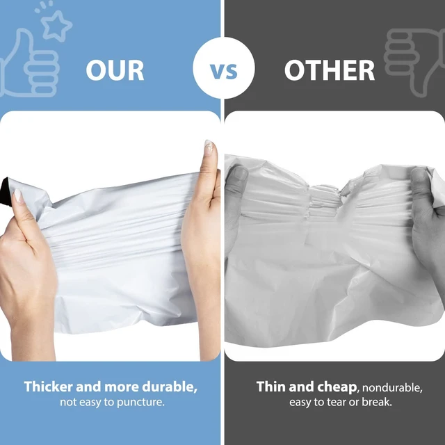 Alt view image 5 of 7 - Poly Mailers 6x9" 1000Pcs White Small Shipping Bags for Business Self-Seal Mailing Bags Bulk Waterproof and Tear-Resistant Mailers Poly Bags Postal Bags for Packaging Clothes, Apparel