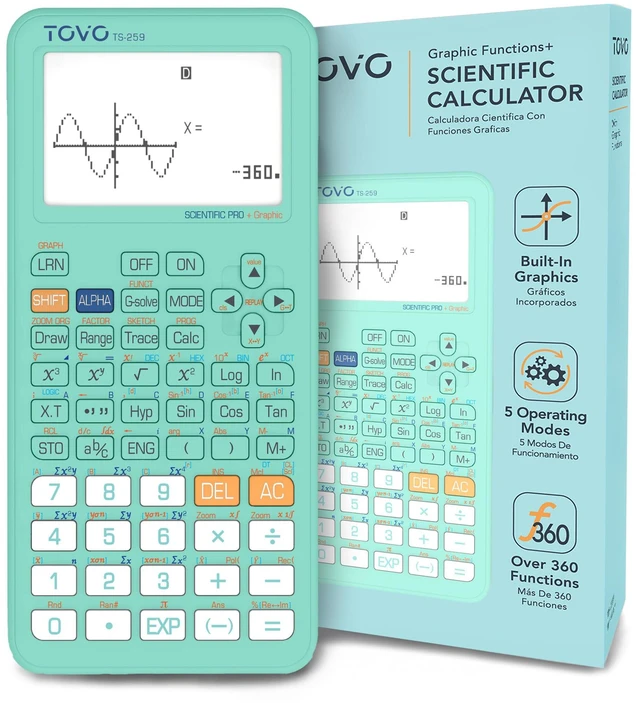 Main image of TOVO Scientific Calculator with Graphic Functions, 360+ Functions Graphing Calculator for Students, Large 3" Screen Multi-Mode Scientific Calculators for High School & College, TS-259