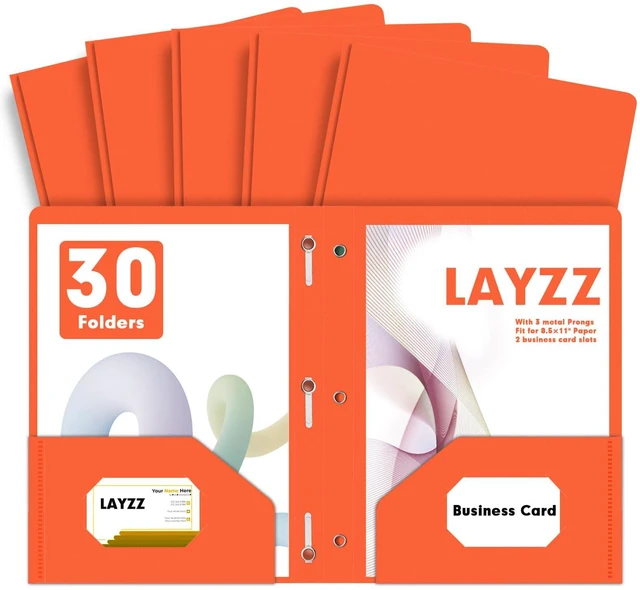 Main image of 30 Pack Plastic 2 Pocket Folders with Prongs, Letter Size Orange Functional Folder Design With Metal Fastener Prongs, Keeps Documents Organized For School, Home And Workplace Filing