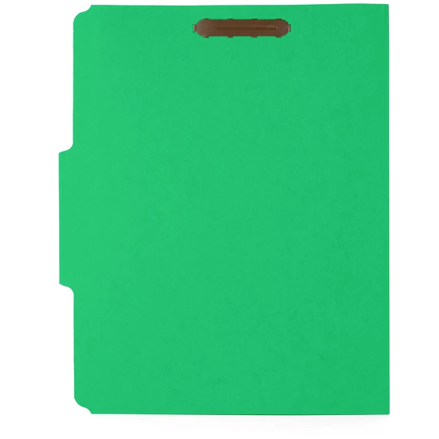 Alt view image 3 of 4 - 50 Green Fastener File Folders, Letter, 1/3 Cut Tab Durable 11pt Green Paper, Reinforced 1/3 Cut Tabs, 2 Prong Fasteners, Medical, Law Client and Office Files