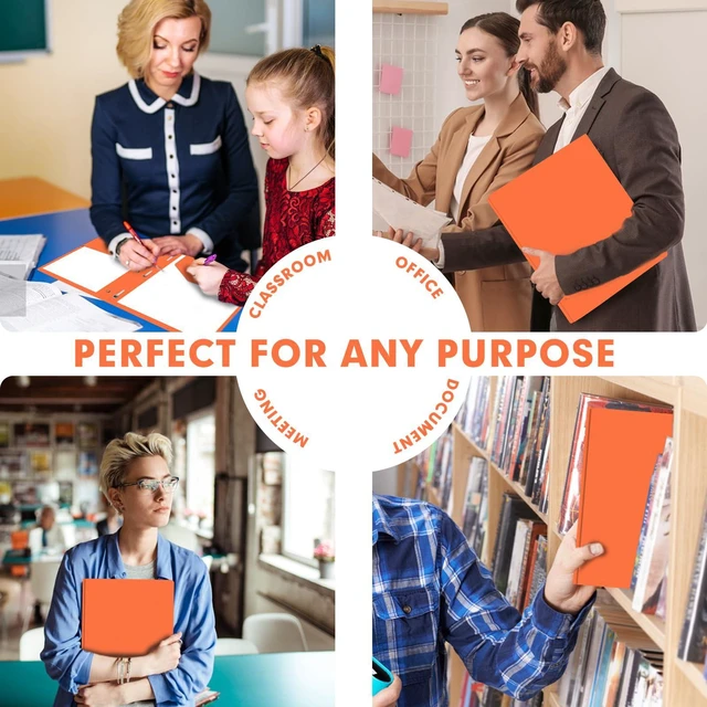 Alt view image 7 of 7 - 30 Pack Plastic 2 Pocket Folders with Prongs, Letter Size Orange Functional Folder Design With Metal Fastener Prongs, Keeps Documents Organized For School, Home And Workplace Filing