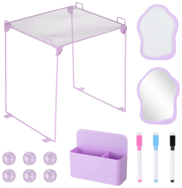 Main image of Purple Locker Accessories Kit for Girls, Locker Organizer Kit with Locker shelf, Magnetic Mirror and Whiteboard, Pen holder, Magnets, Back to School Locker Essentials Decorations Kit