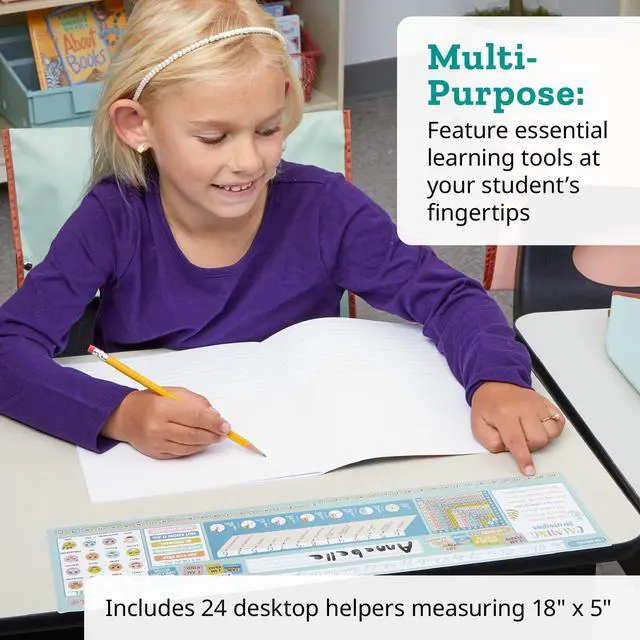 Alt view image 4 of 7 - Zaner-Bloser Print & Cursive Desktop Helpers, Set of 24 Ages 6+, 1st Grade+, Self-Adhesive Deluxe Plastic Student Desk Name Tags, Durable, Easy-to-Use and Functional: Amazon.com