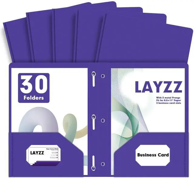 Main image of 30 Pack Plastic 2 Pocket Folders with Prongs Letter Size Purple Functional Folder Design With Metal Fastener Prongs, Keeps Documents Organized For School, Home And Workplace Filing