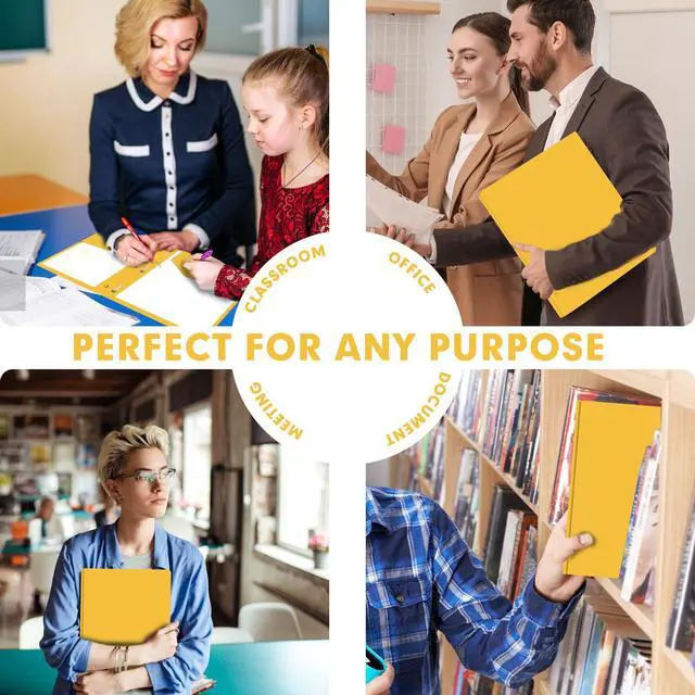 Alt view image 7 of 7 - 30 Pack Plastic 2 Pocket Folders with Prongs Letter Size Yellow Color Functional Folder Design With Metal Fastener Prongs, Keeps Documents Organized For School, Home And Workplace Filing