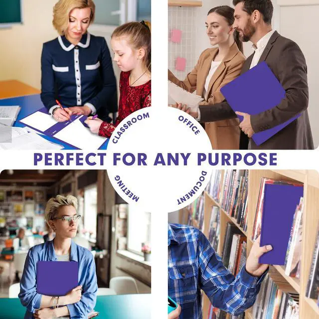 Alt view image 7 of 7 - 30 Pack Plastic 2 Pocket Folders with Prongs Letter Size Purple Functional Folder Design With Metal Fastener Prongs, Keeps Documents Organized For School, Home And Workplace Filing
