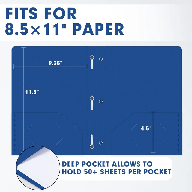 Alt view image 2 of 7 - 30 Pack Plastic 2 Pocket Folders with Prongs, Letter Size Blue Folder Functional Folder Design With Metal Fastener Prongs, Keeps Documents Organized For School, Home And Workplace Filing