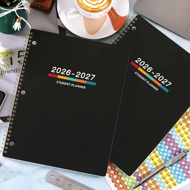 Alt view image 2 of 7 - Student Planner 2026-2027 - Monthly and Weekly School Planner 2026-2027 Monthly Tabs & Stickers, July 2026 - June 2027, 11" × 9", Academic Planner for Middle or High School -Black
