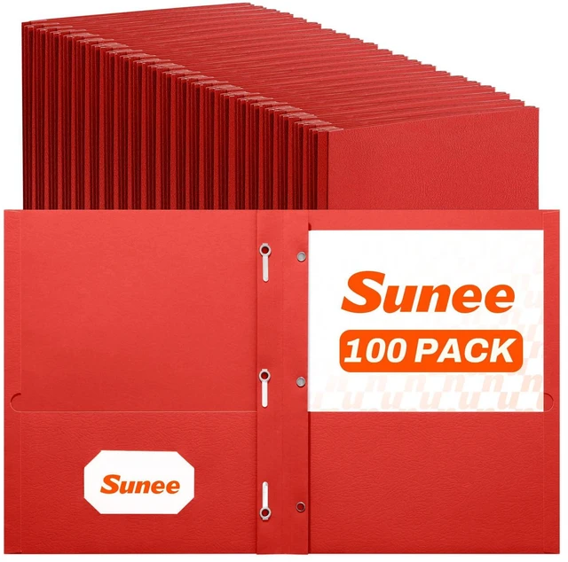 Main image of 2 Pocket Folders with Prongs (100 Pack, Red), Paper Folders with 2 Pockets and 3 Prongs Fit Letter Size Paper, Folders with Prongs for School Office Home Business