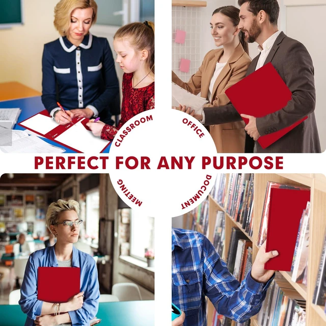 Alt view image 7 of 7 - 30 Pack Plastic 2 Pocket Folders with Prongs, Letter Size Red Folder Functional Folder Design With Metal Fastener Prongs, Keeps Documents Organized For School, Home And Workplace Filing