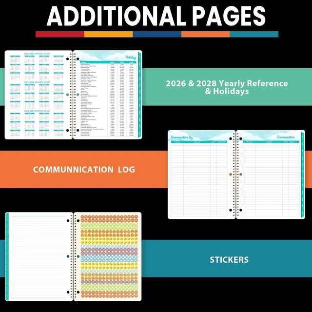 Alt view image 5 of 7 - Student Planner 2026-2027 - Monthly and Weekly School Planner 2026-2027 Monthly Tabs & Stickers, July 2026 - June 2027, 11" × 9", Academic Planner for Middle or High School -Black