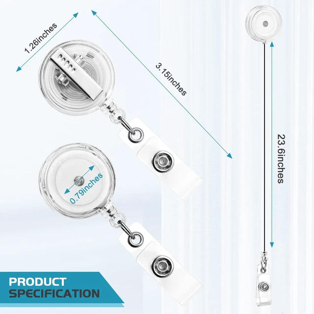 Alt view image 3 of 7 - 30 Pack Badge Reels Retractable with Swivel Alligator Clip Retractable Badge Holder Reel Clips for Teachers, Students, Office Workers (Translucent Clear)