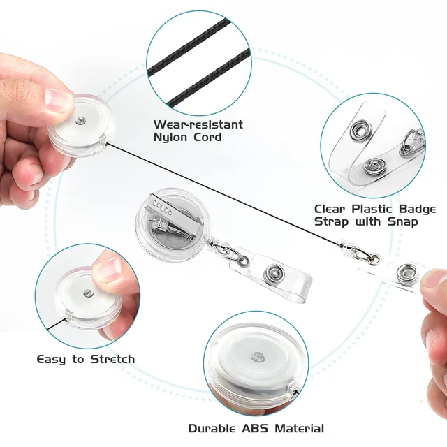 Alt view image 4 of 7 - 30 Pack Badge Reels Retractable with Swivel Alligator Clip Retractable Badge Holder Reel Clips for Teachers, Students, Office Workers (Translucent Clear)
