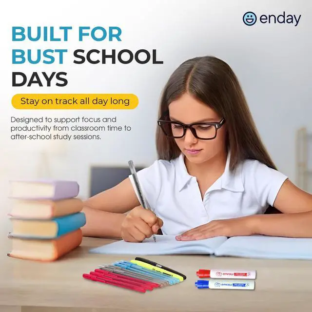 Alt view image 4 of 7 - Middle School Supplies Kit - 6th, 7th, and 8th Grade Back to School Supplies - 55 Piece, Premium Quality Kids School Supplies for Girls & Boys, Grades 6-8 Middle School Supplies for Kids