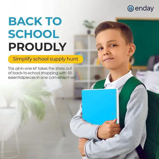 Alt view image 6 of 7 - Middle School Supplies Kit - 6th, 7th, and 8th Grade Back to School Supplies - 55 Piece, Premium Quality Kids School Supplies for Girls & Boys, Grades 6-8 Middle School Supplies for Kids