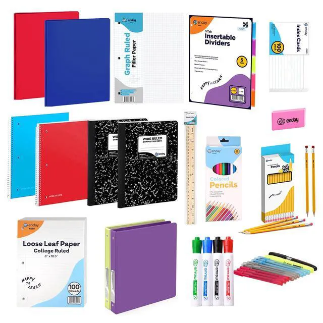 Alt view image 7 of 7 - Middle School Supplies Kit - 6th, 7th, and 8th Grade Back to School Supplies - 55 Piece, Premium Quality Kids School Supplies for Girls & Boys, Grades 6-8 Middle School Supplies for Kids