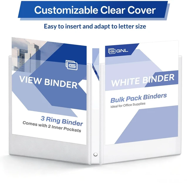 Alt view image 5 of 7 - 1/2 Inch Binders 3 Ring Economy 12 Packs White, Half Three Ring (Fits 100 Sheets of 8.5x11 Paper) Clear View PVC-Free & Non-Stick for School or Office Supplies