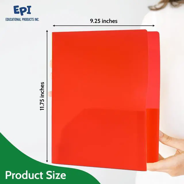 Alt view image 2 of 7 - 24 Pack Blue Plastic Folders with Pockets Heavy Duty. 2 Pocket Folder with Prongs Bulk. Tear-Resistant Letter Size 8.5x11. Presentation Ready School and Office Supplies