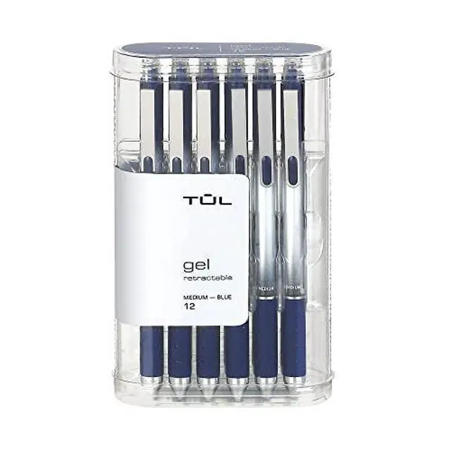 Alt view image 3 of 4 - Gel Pens, Retractable, Medium Point, 0.7 mm, Gray Barrel, Blue Ink, Pack Of 12