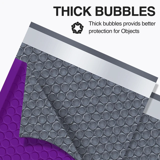 Alt view image 4 of 7 - Bubble Mailers 7.25x12" 25 Pack Usable Size 7.25x11" Purple Padded #1 Waterproof Self Seal Adhesive Medium Padded Envelopes for Small Business Bulk Bubble Wrap Mailers for Mailing Jewelry Makeup