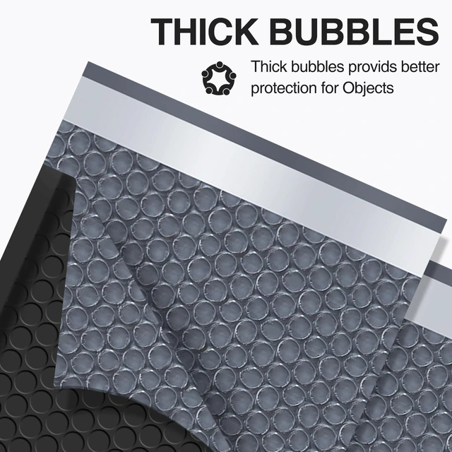 Alt view image 4 of 7 - Bubble Mailers 7.25x12" 25 Pack Usable Size 7.25x11" Black Padded #1 Waterproof Self Seal Adhesive Medium Padded Envelopes for Small Business Bulk Bubble Wrap Mailers for Mailing Jewelry Makeup