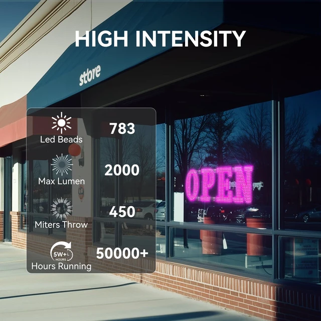 Alt view image 3 of 7 - 40'' × 14'' Large LED Open Signs for buiness with Remote, 14 Scene Modes Unique Design Light Up Sign for Window Store Retail Restaurant Pink