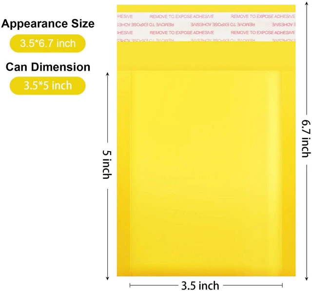 Alt view image 2 of 6 - Kraft bubble mailers 3.5x5 Inch 100 Pack,Self-Sealing Paper Envelopes for Packaging,Strong Adhesion Envelope Mailers, Small Waterproof Cushioned Padded Shipping Bags Yellow #0000