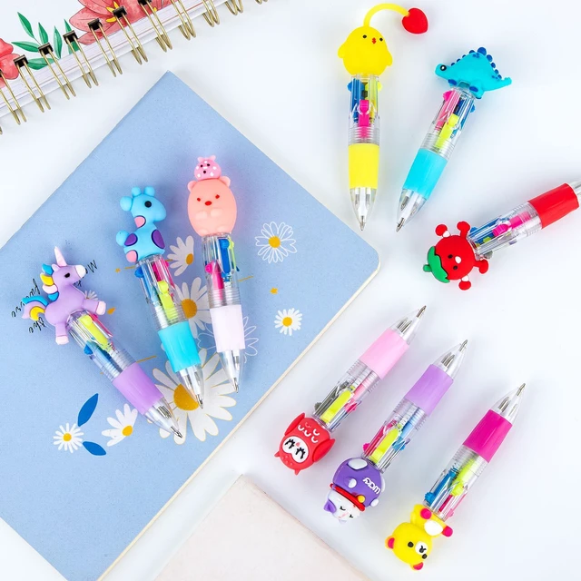 Alt view image 5 of 7 - 60-Pack Mini 4-in-1 Multicolor Ballpoint Pens for Kids, Bulk Party Favors Classroom prizes, return gifts, goodie bag stuffers, cute cartoon toppers, black blue red green ink, school supplies, novelty