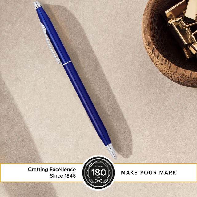 Alt view image 3 of 5 - Classic Century Translucent Blue Lacquer Ballpoint Pen, Black Ink Refillable Ballpoint Pen for Effortless Writing, Durable Construction, Premier Distinctive Look, Gift-Ready, Medium Point