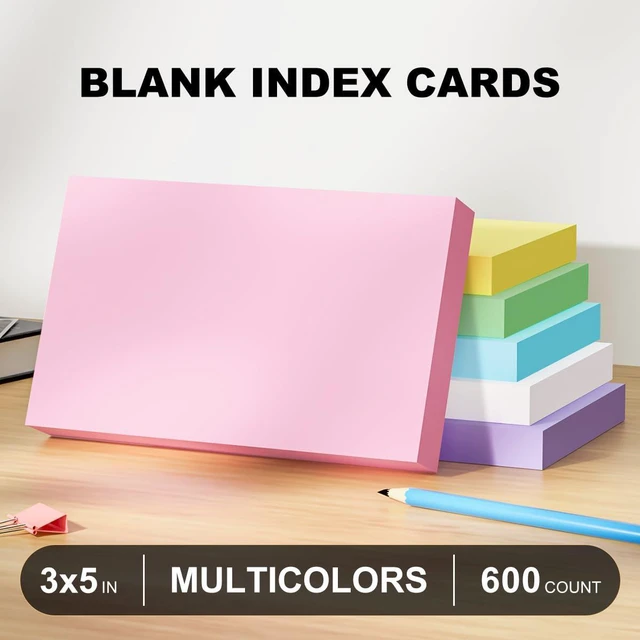 Alt view image 2 of 7 - 600 PCS 3x5 Index Cards Blank Study Flashcards 3x5 Colored Note Cards Bulk Colorful Flashcards Study Cards Blank Flash Cards 3 by 5 Index Card Cue Notecards Receipt Note Card for School Office Home