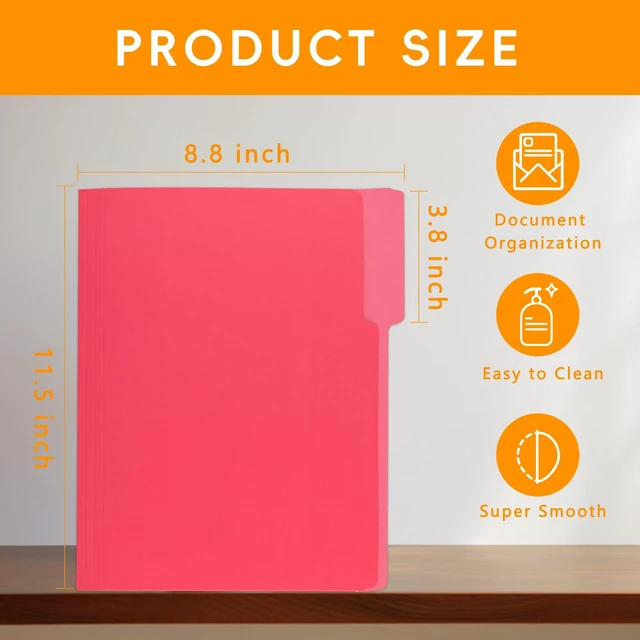 Alt view image 2 of 5 - 100 Packs File Folder,Rose Red File Folders Letter Size 1/3-Cut Tabs,8.5x11" File Folders for Office,School and Home,Organizer Folder