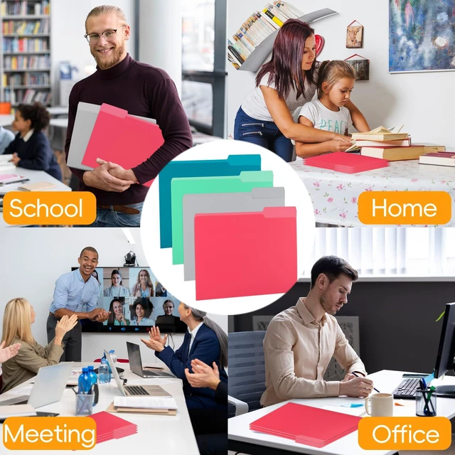 Alt view image 4 of 5 - 100 Packs File Folder,Rose Red File Folders Letter Size 1/3-Cut Tabs,8.5x11" File Folders for Office,School and Home,Organizer Folder