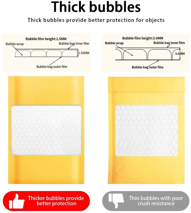 Alt view image 4 of 6 - Kraft bubble mailers 10.5x15 Inch 50 Pack,Self-Sealing Paper Envelopes for Packaging,Strong Adhesion Envelope Mailers, Waterproof Cushioned Padded Shipping Bags Yellow #5